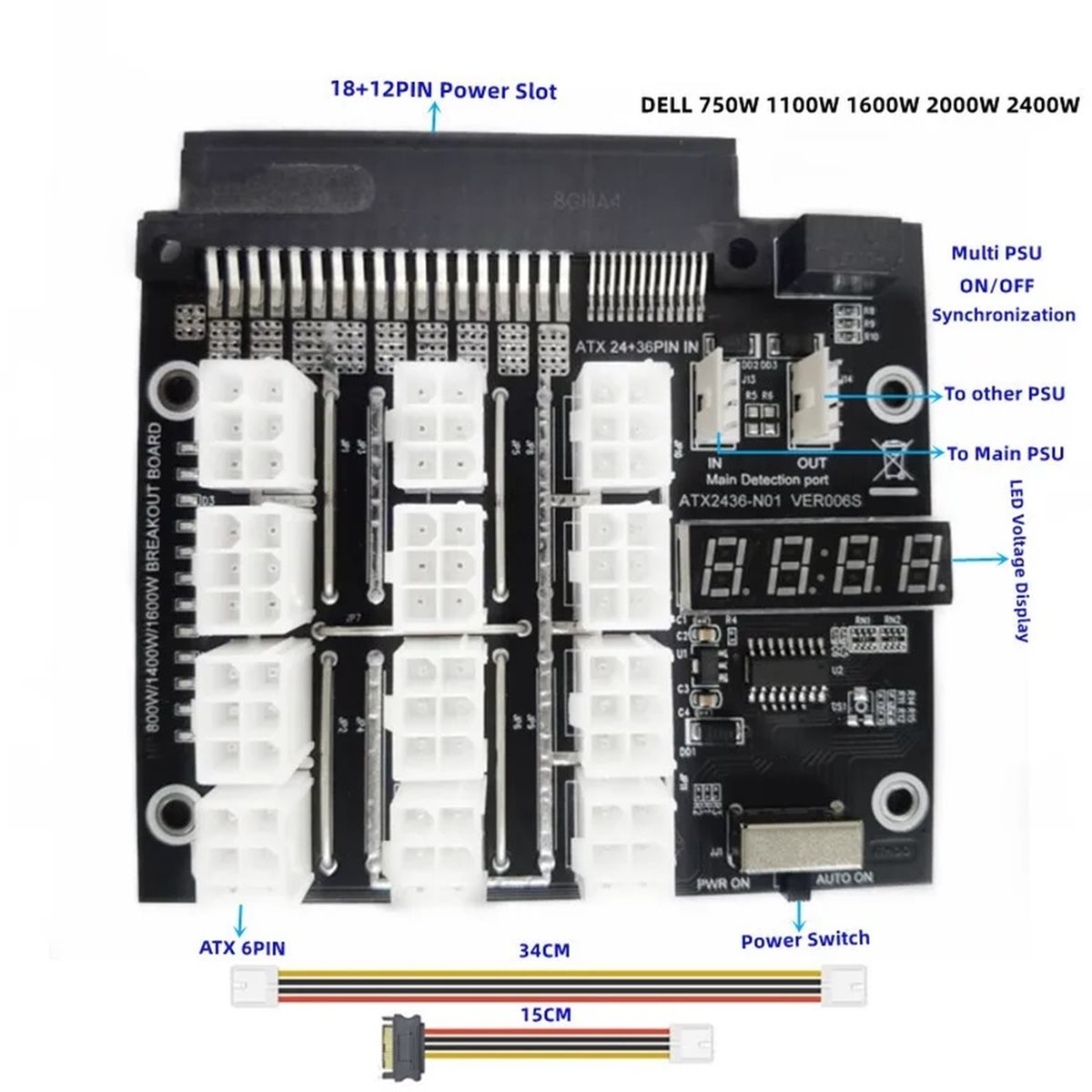 Плата-разветвитель M05K с 12 п – обзор и цена 2400W Server Psu Breakout Board